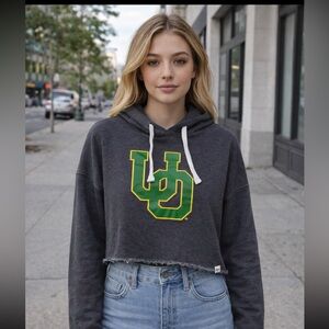 University of Oregon Ducks Fanatics Women’s Crop Hoodie Grey Green Large UO